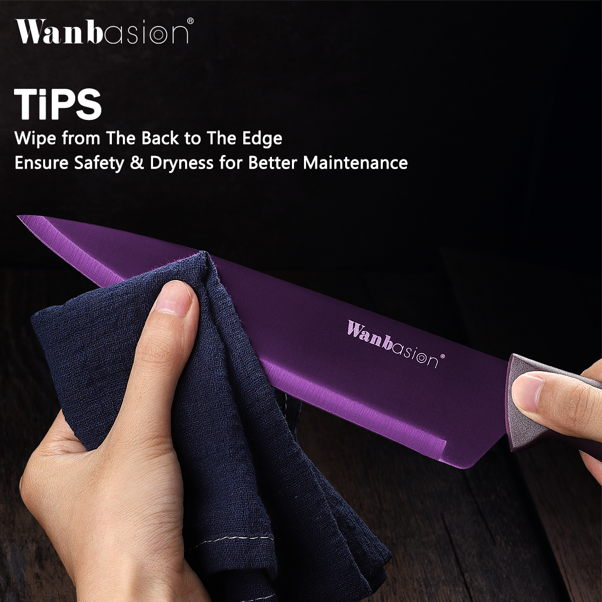 Wanbasion Purple Kitchen Knife Set, Stainless Steel Kitchen Knife Set