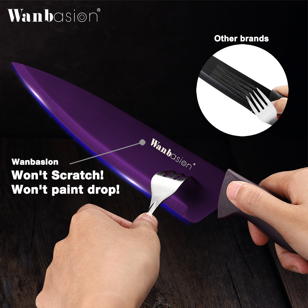 Wanbasion Purple Kitchen Knife Set, Stainless Steel Kitchen Knife Set