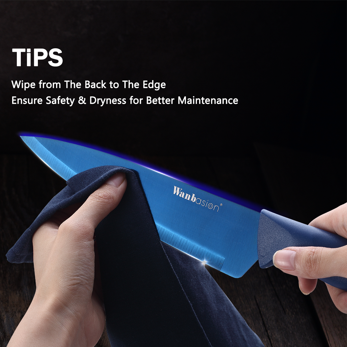 Wanbasion Blue Kitchen Knife Set, Stainless Steel Kitchen Knife Set