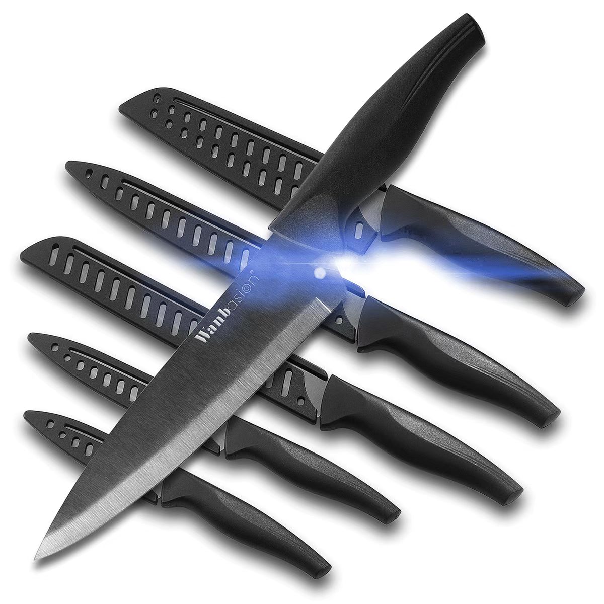 Wanbasion Black Kitchen Knife Set, Stainless Steel Kitchen Knife Set