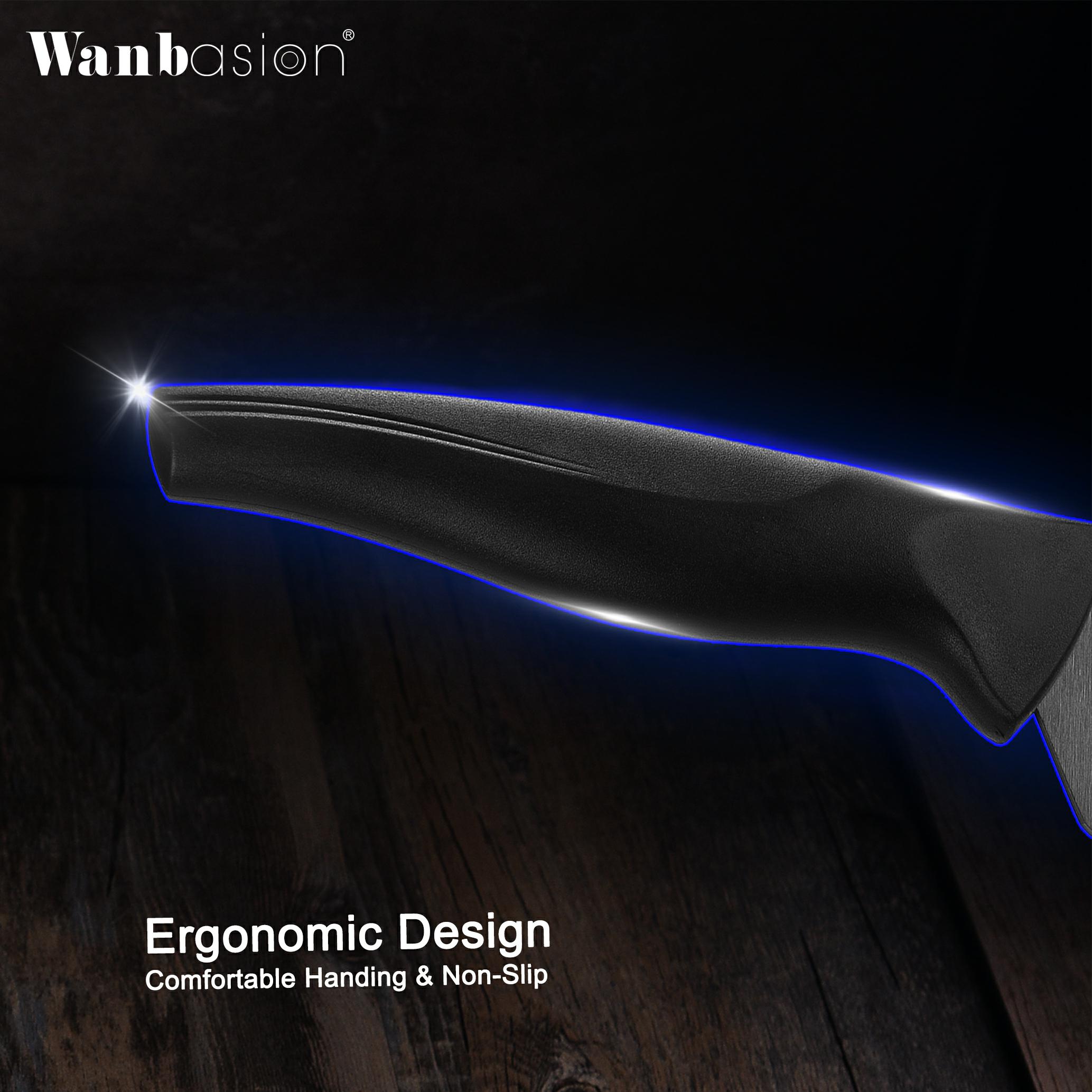 Wanbasion Black Kitchen Knife Set, Stainless Steel Kitchen Knife Set