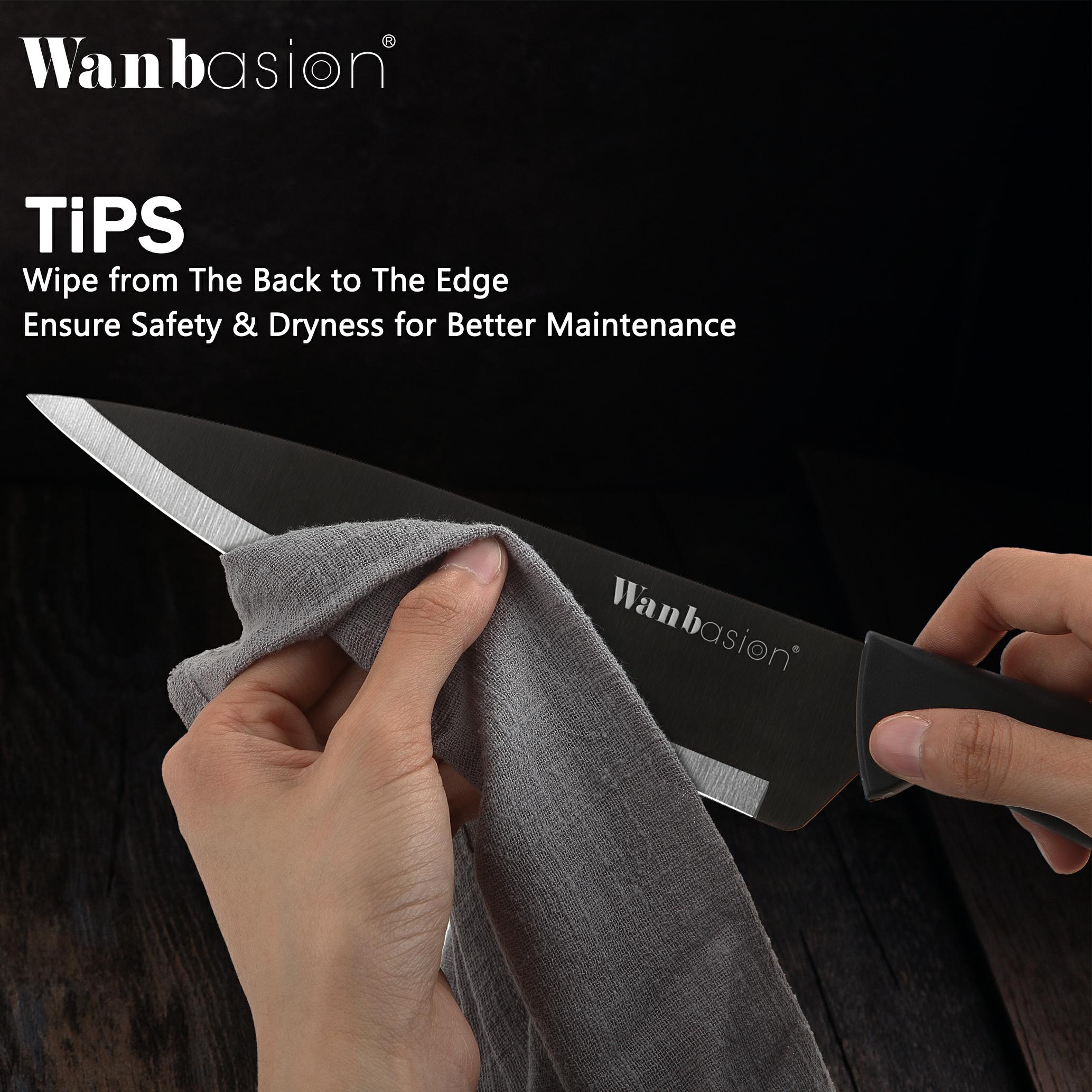 Wanbasion Black Kitchen Knife Set, Stainless Steel Kitchen Knife Set