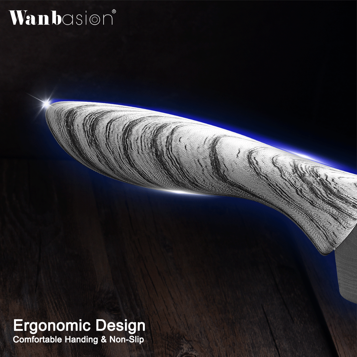 Wanbasion Marble attern Kitchen Knife Set, Stainless Steel Kitchen Knife Set with Damascus Style